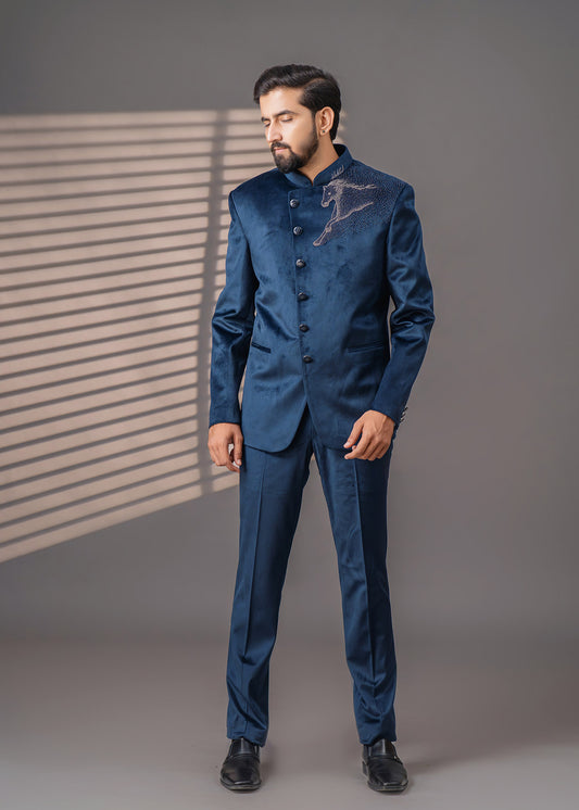 Blue Horse Jodhpuri suit - Pegasus