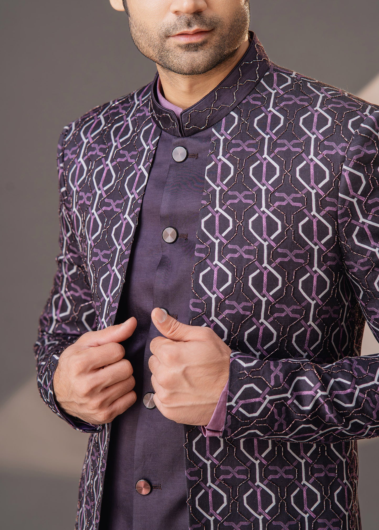 Deep purple layered Indo western - Twilight