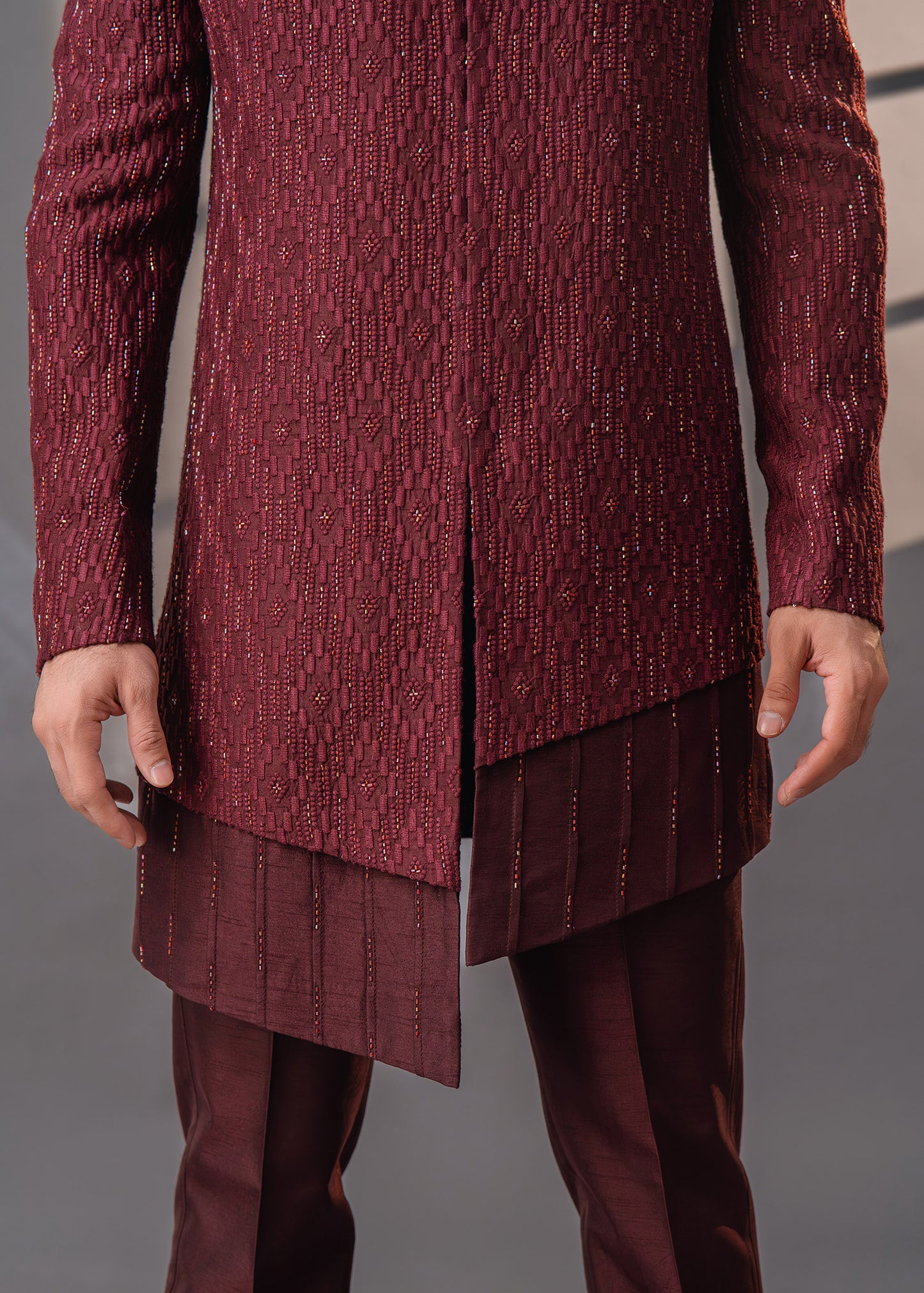 Asymmetric maroon Indo Western - Martian