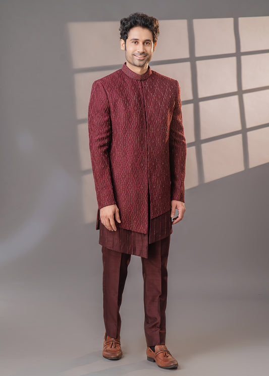 Asymmetric maroon Indo Western - Martian