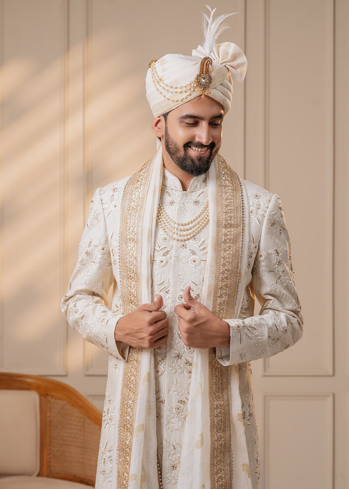 Ivory Sherwani set - Manan