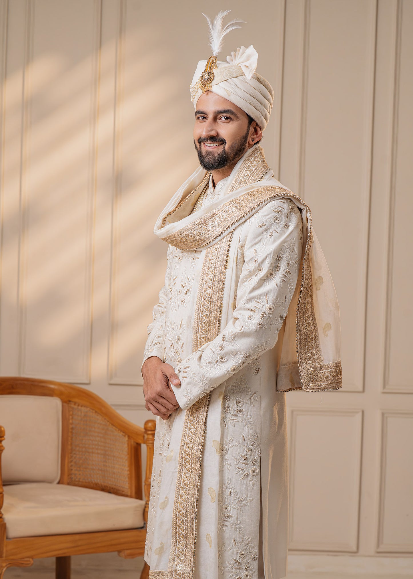 Ivory Sherwani set - Manan