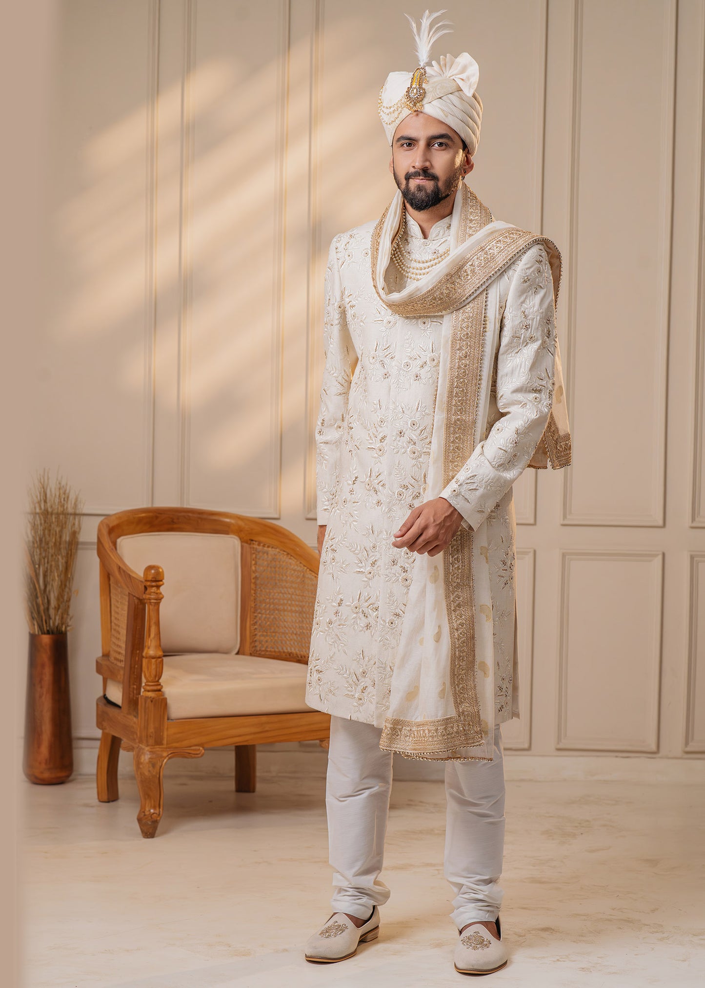 Ivory Sherwani set - Manan