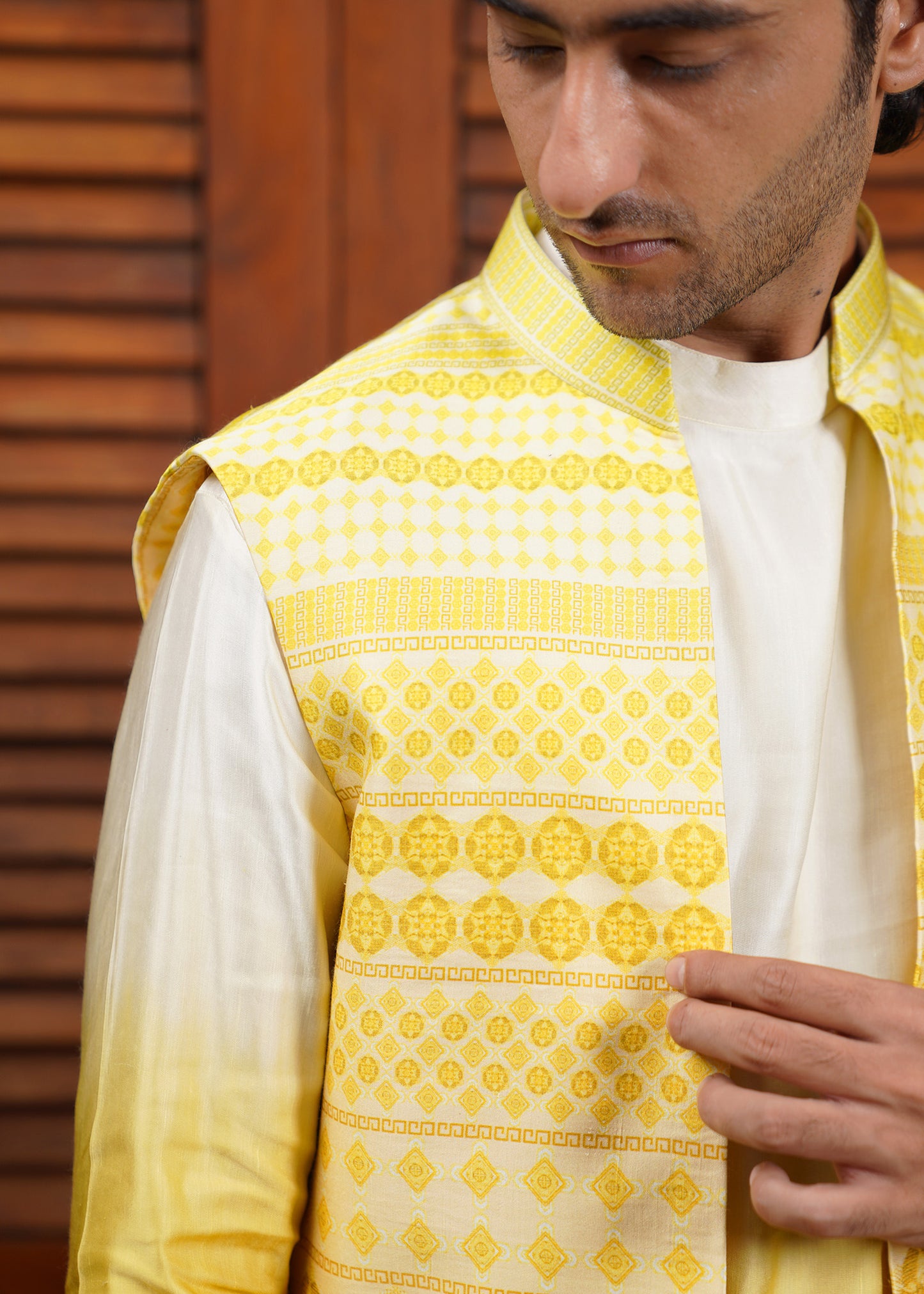 Yellow Ombre Open Koti Kurta Set - Daybreak