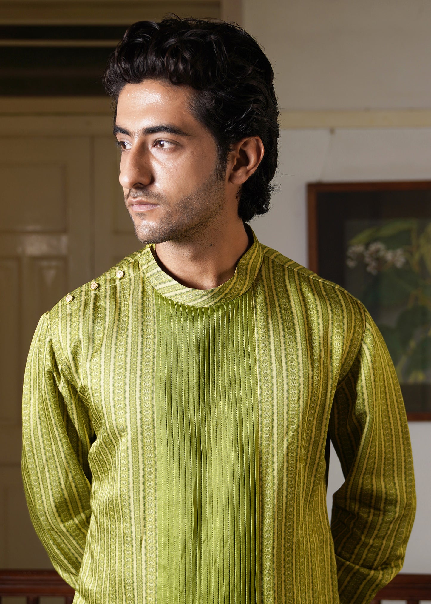 Citrus Green Dori Work Koti Kurta Set - Canopy