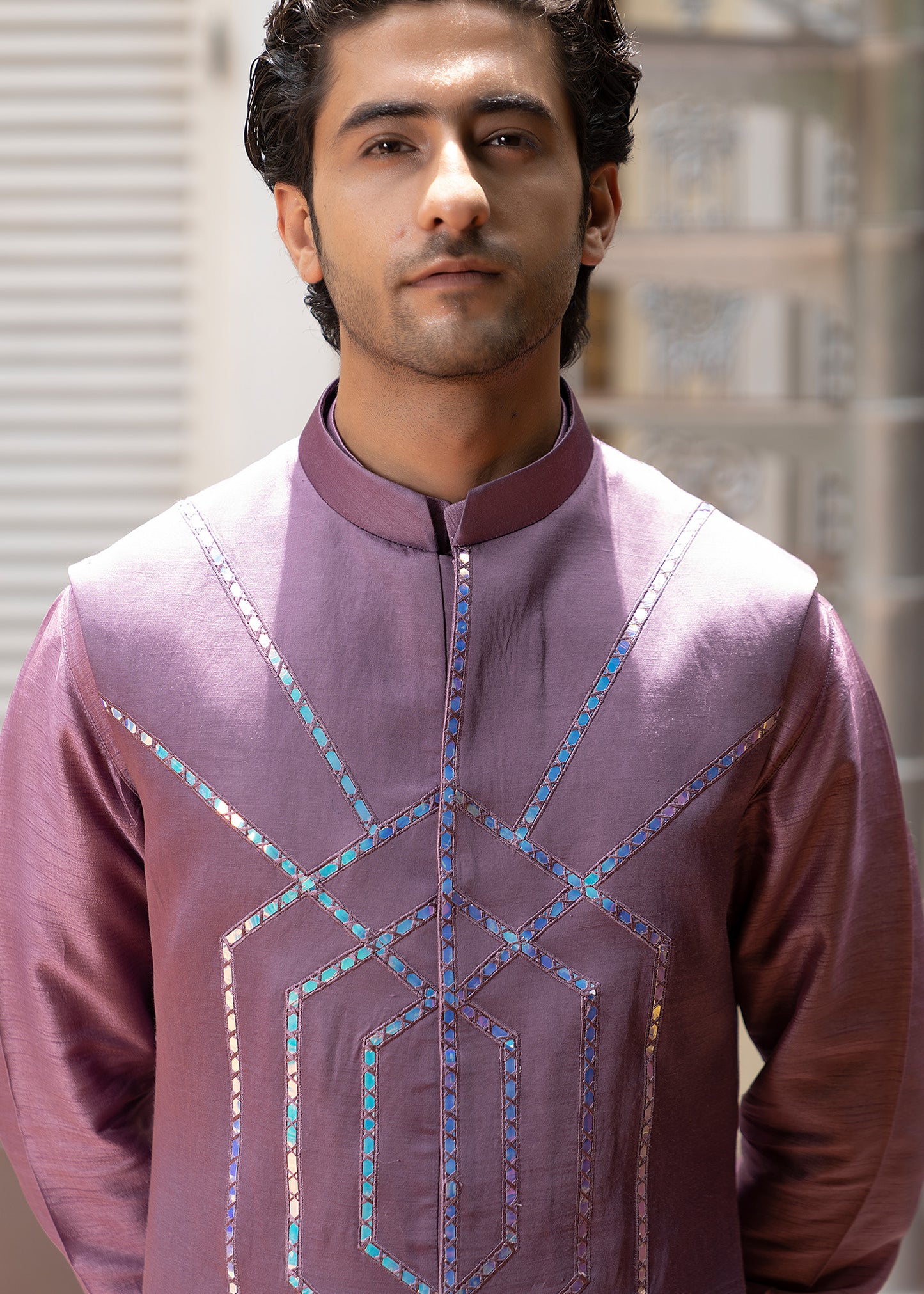 English Purple Long Koti Kurta Set - Starlight