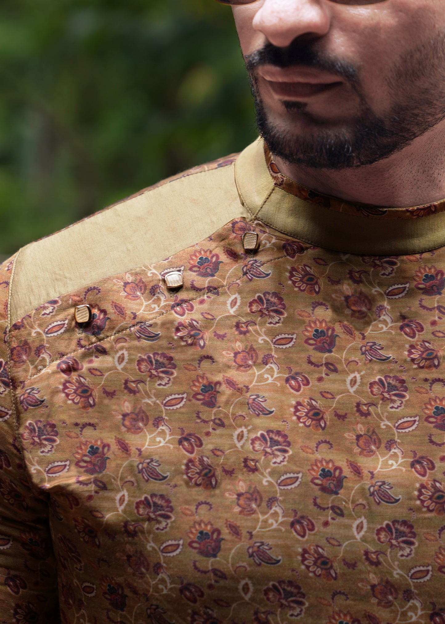 Overlap Threadwork Koti Kurta Set - Chandan Van