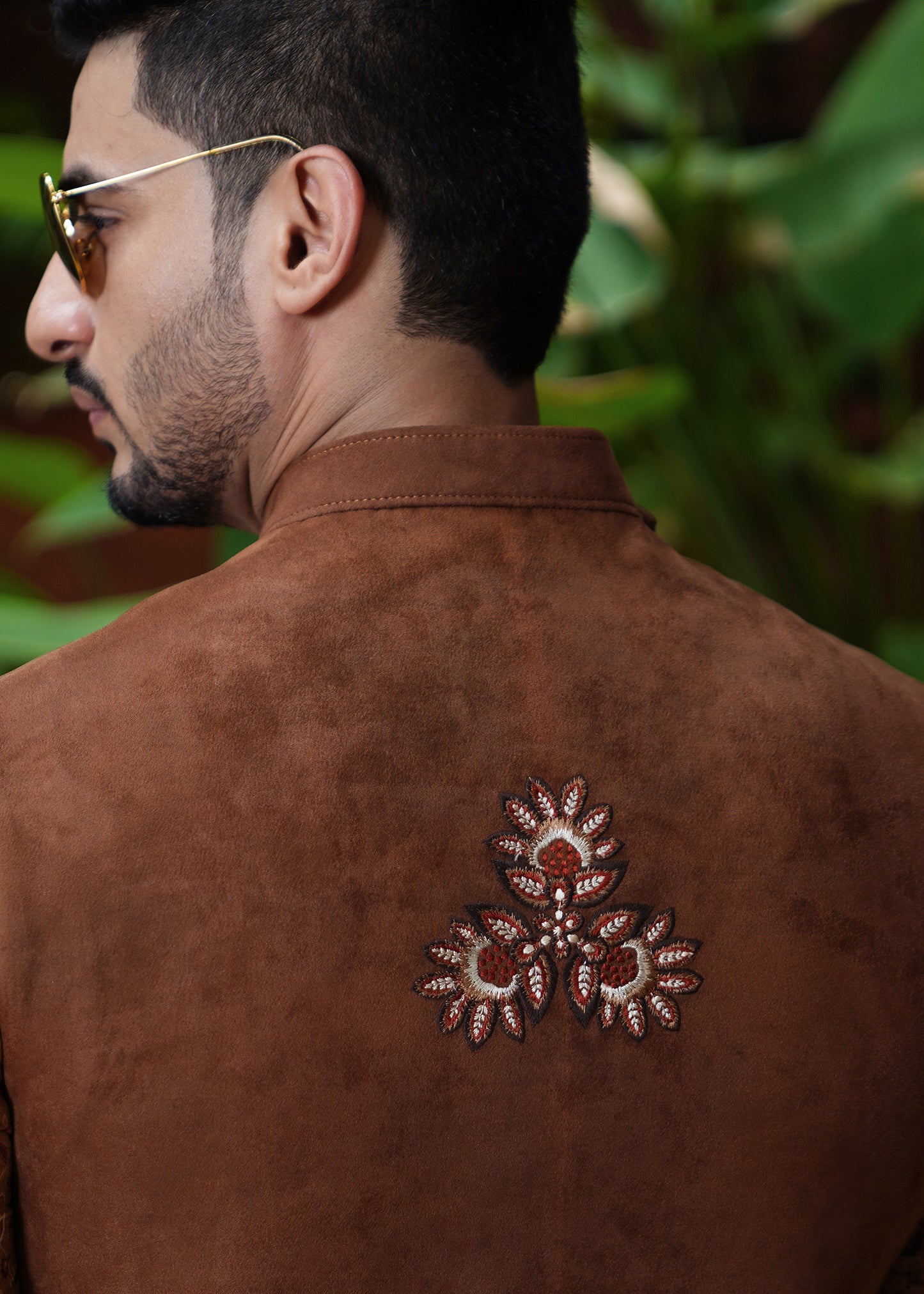 Overlap Threadwork Koti Kurta Set - Chandan Van