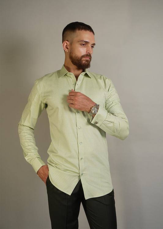 Checks green shirt formal shirt